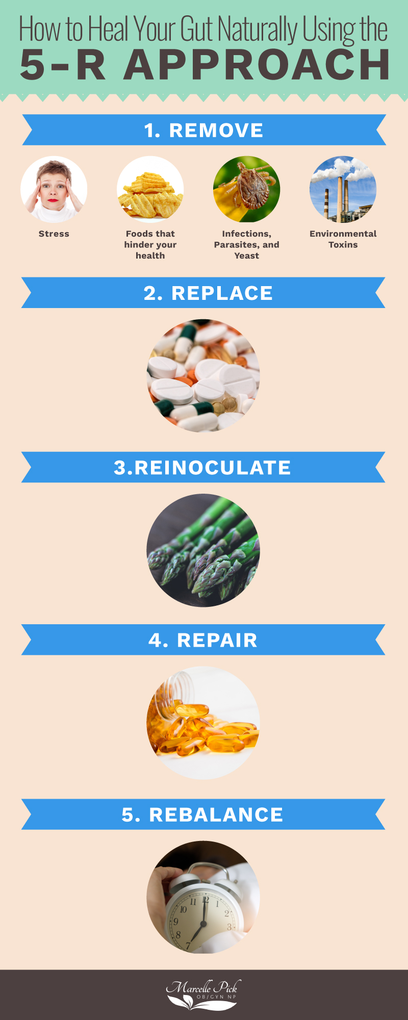 Heal your gut naturally using the 5-R approach infographic