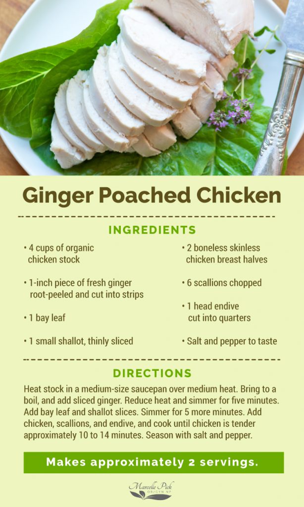 ginger poached chicken recipe graphic