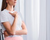 woman imbalanced thyroid hormones