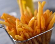 Close up of french fries, fried foods concept